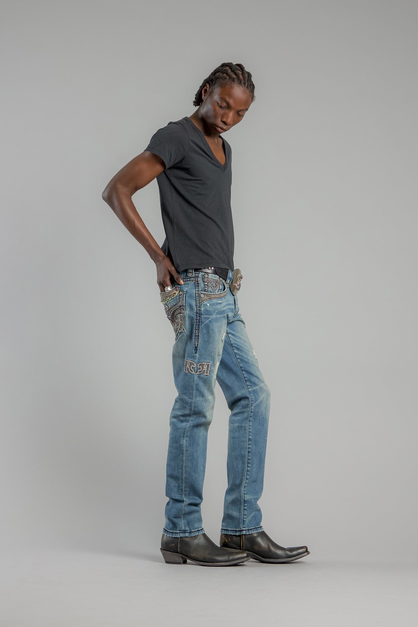 Vinton Straight Jeans in Medium Blue - GR Collection