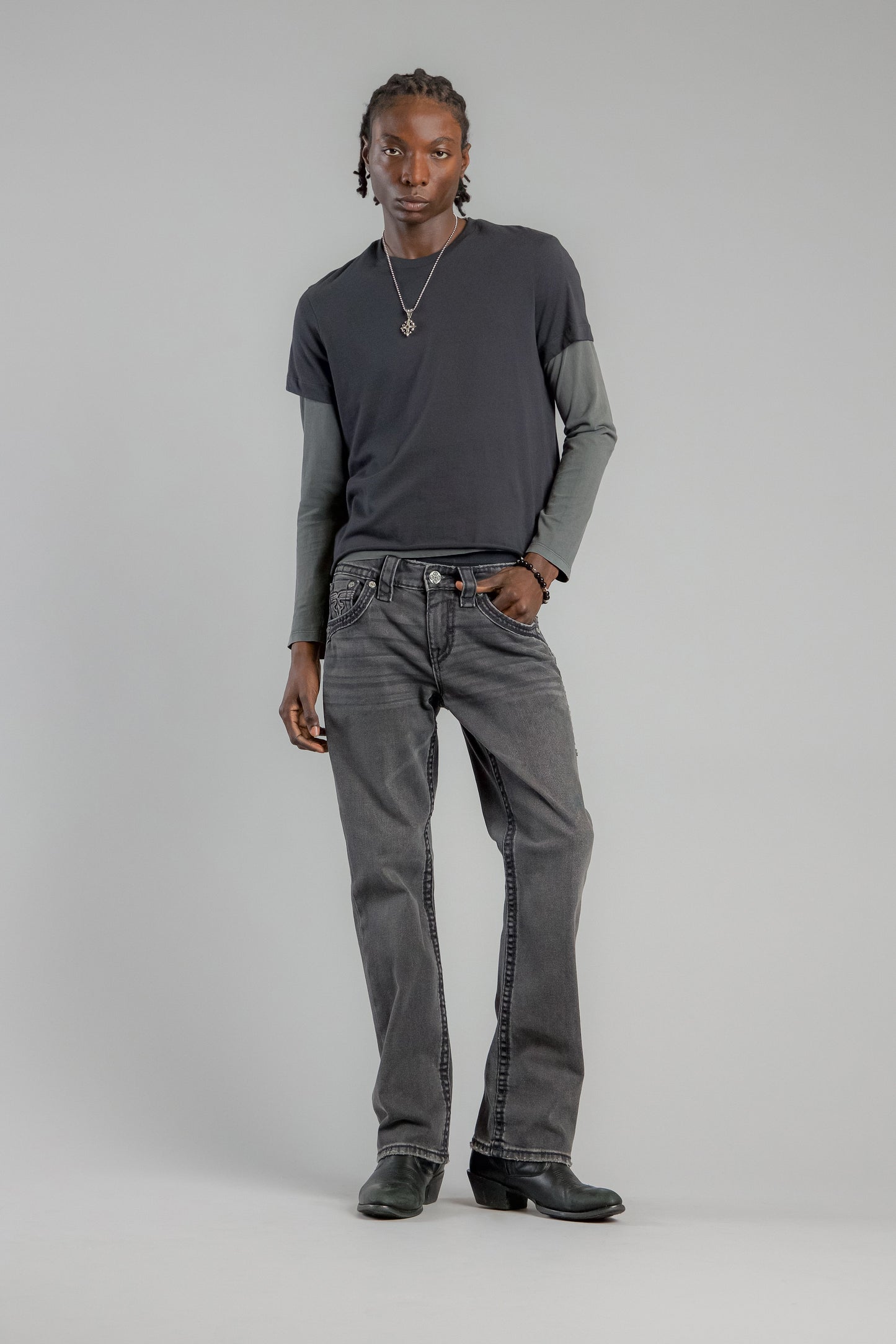 Wes Bootcut Jeans in Dark Gray