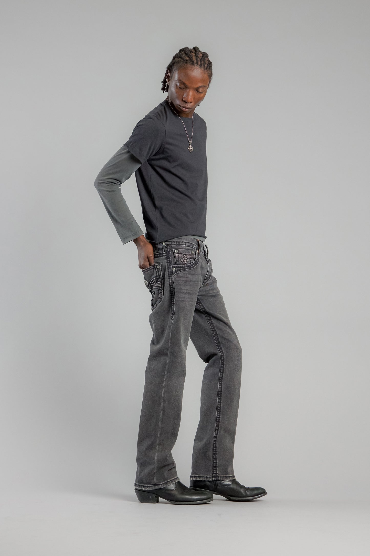 Wes Bootcut Jeans in Dark Gray