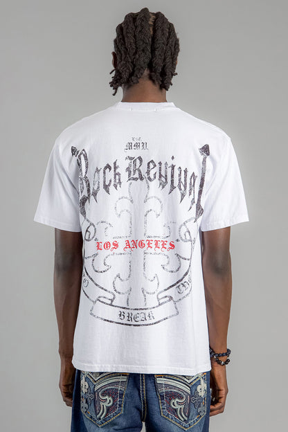 Baroque Cross Graphic Tee in White