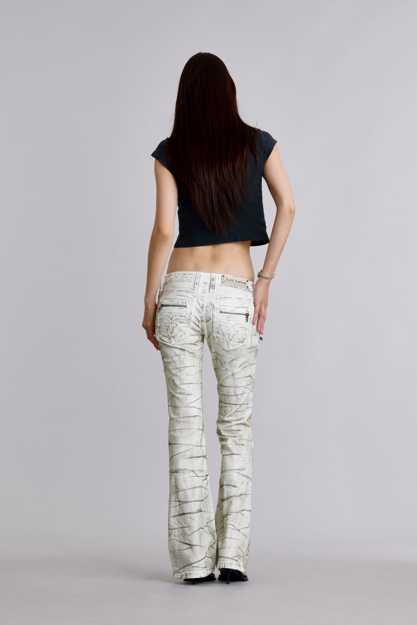 Kamil Super Low-Rise Moto Bootcut Jeans in Riot Frost