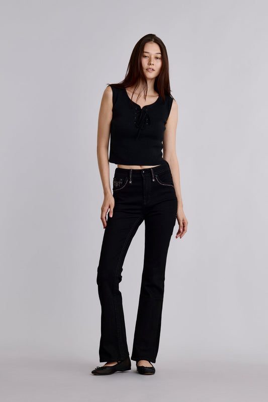 Rosalith High Rise Bootcut Jeans in Black