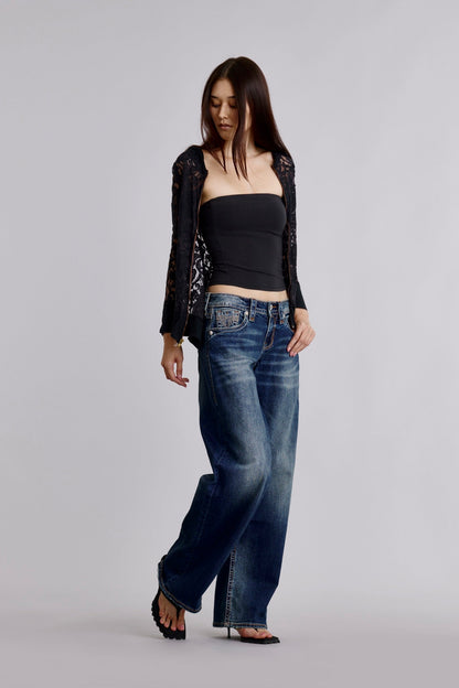 Titania Low-Rise Baggy Jeans in Dark Wash
