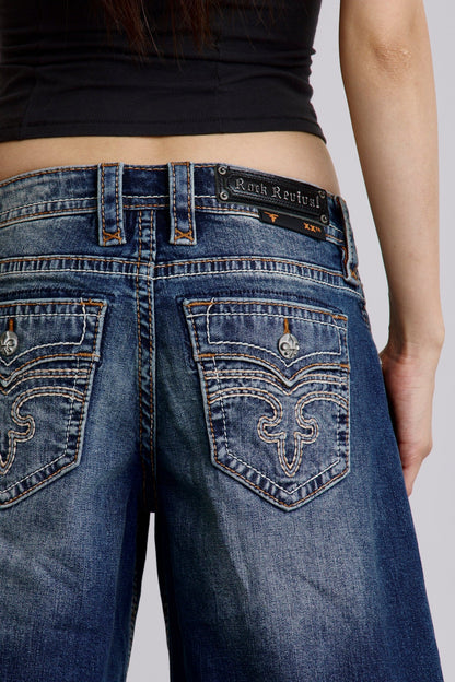 Titania Low-Rise Baggy Jeans in Dark Wash