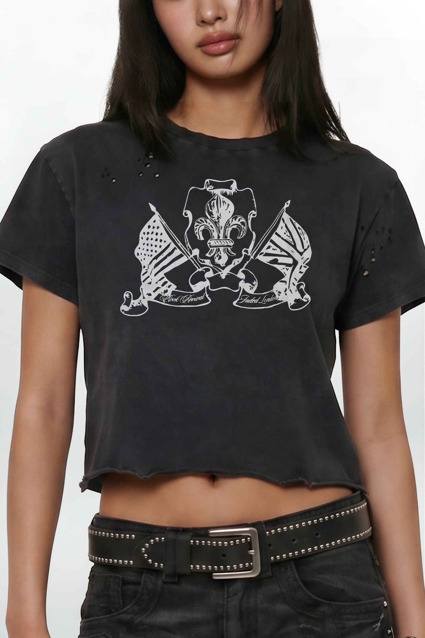 Rock Revival by Jaded London Distressed National Cropped T-Shirt