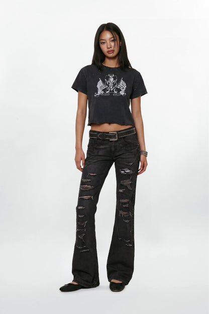 Rock Revival by Jaded London Distressed National Cropped T-Shirt