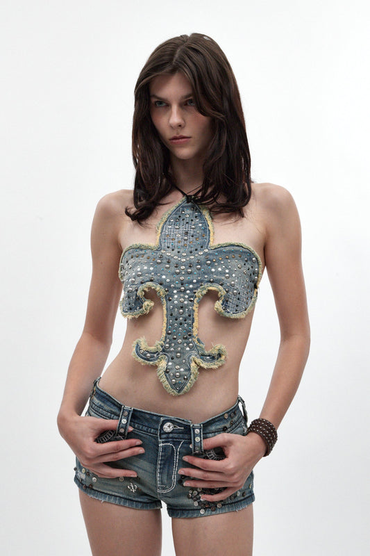 Rock Revival by Jaded London Studded Fleur de Lis Top