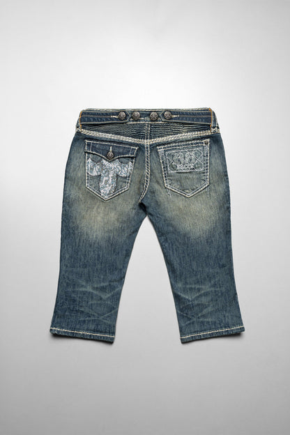 Racer x Rock Revival® White Stitch Capri