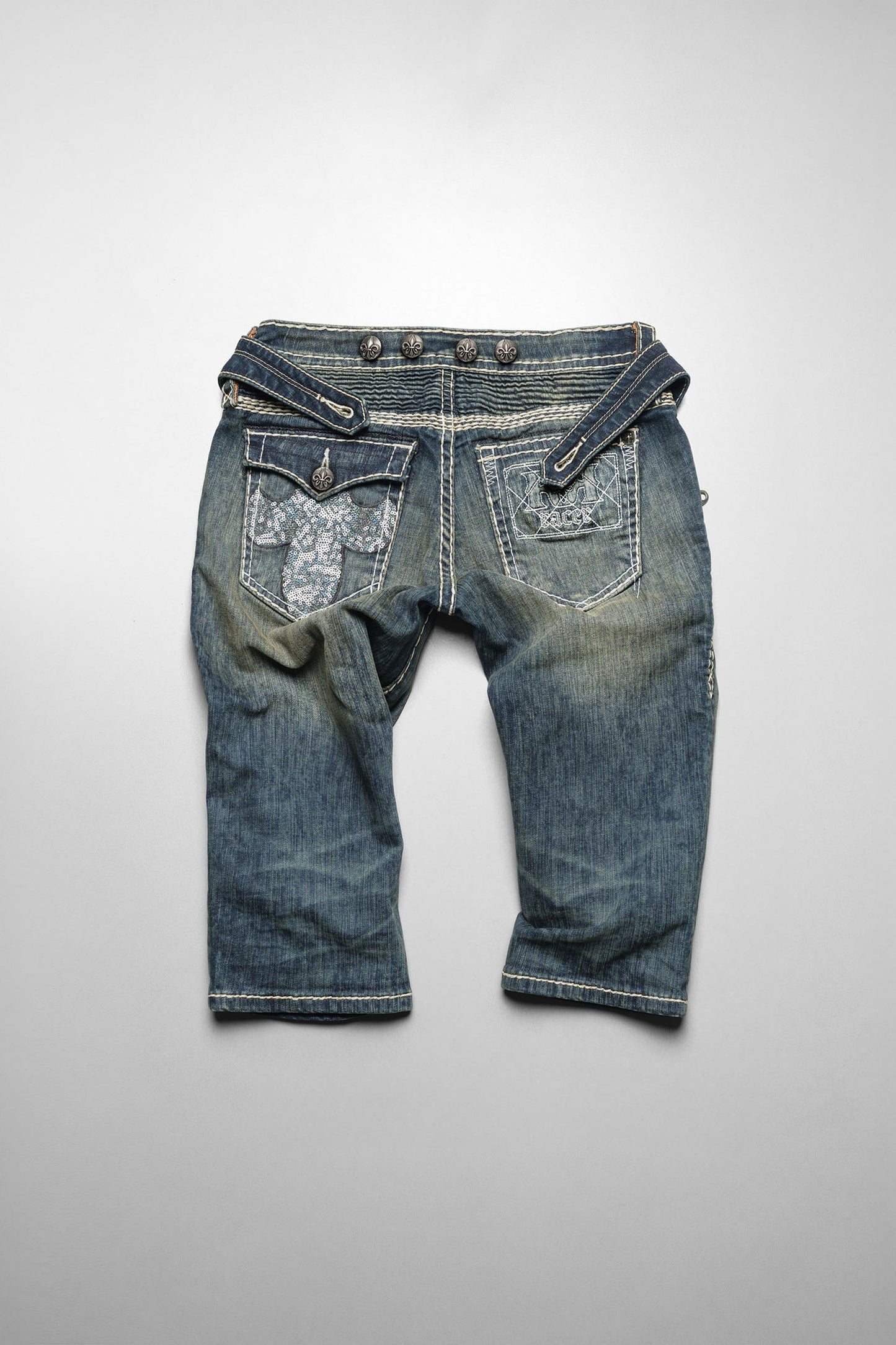 Racer x Rock Revival® White Stitch Capri