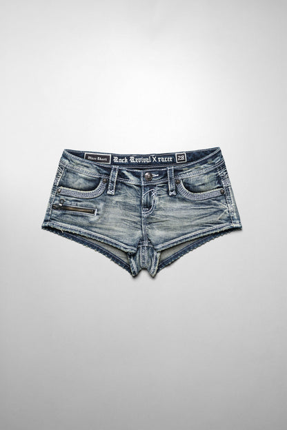 Racer x Rock Revival® Denim Mini Shorts